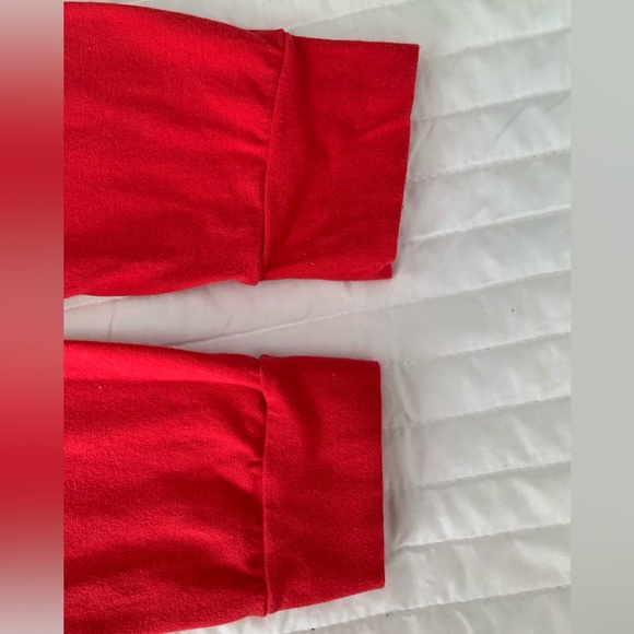 Gaze Cropped Top Crewneck Long Sleeve Red Shirt Black White Stripe Women Size M - Picture 5 of 10